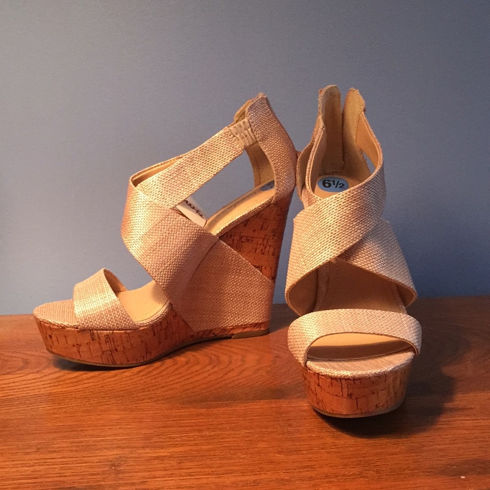 BCBG Generation wedge sandals. NWT.
